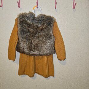 Christain Siriano Fall sweater dress with fur mini coat